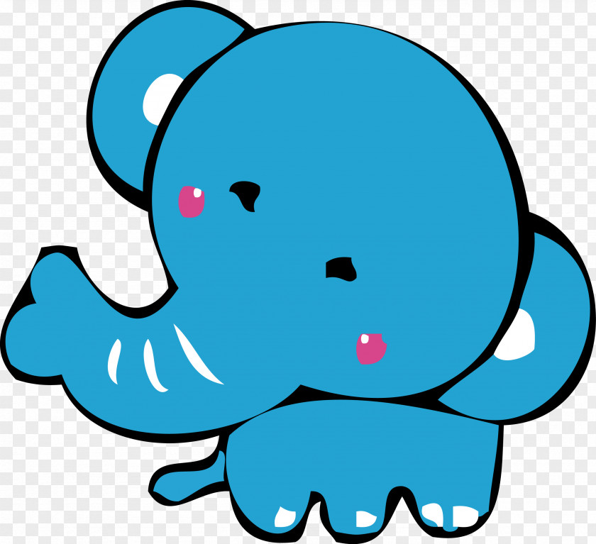 Cartoon Cute Little Blue Elephant Vector Clip Art PNG
