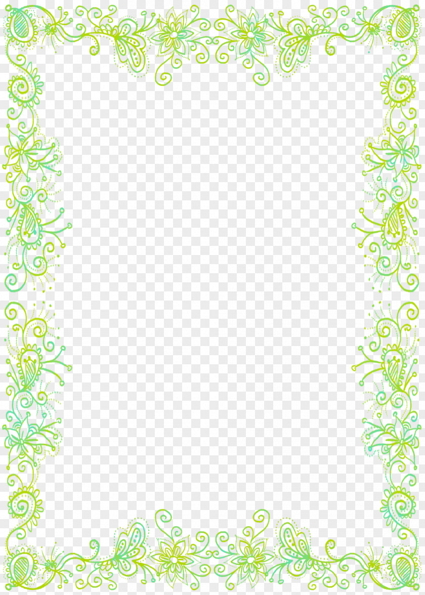 Pretty Border Green Flower Stock Photography Illustration PNG