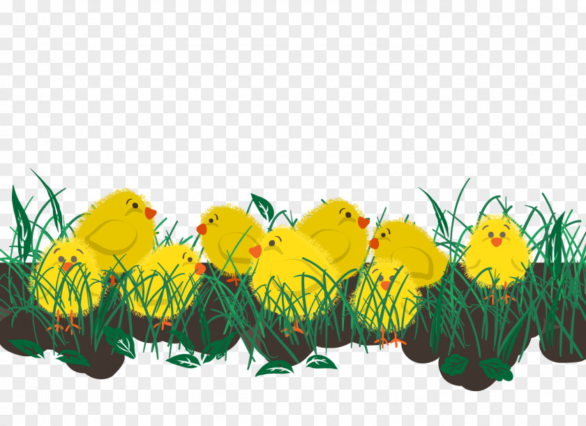 Vector Group Of Chick Easter Bunny Greeting Card Download PNG