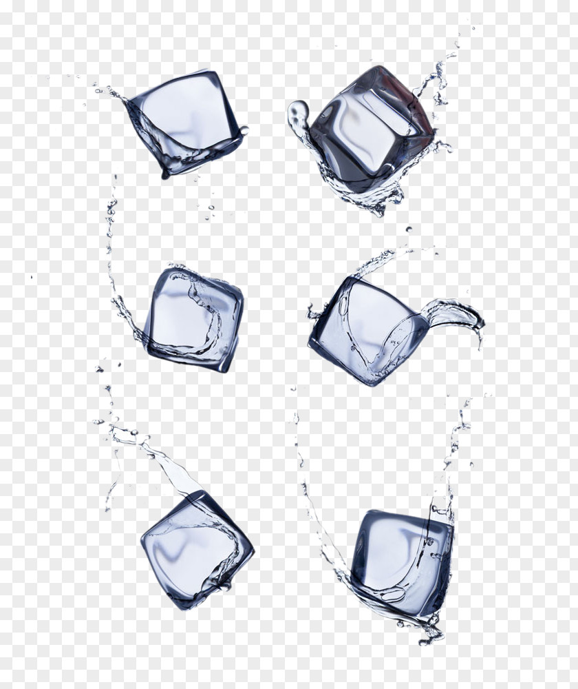 High Throw Ice Cubes With Water Drops PNG