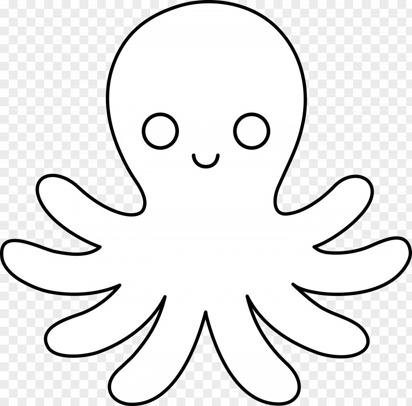 Octopus Outline Coloring Book Drawing Clip Art PNG
