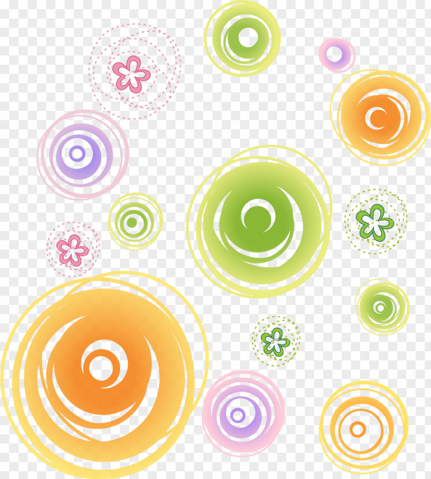 Color Circle Decorative Flower Pattern Vector Illustration PNG