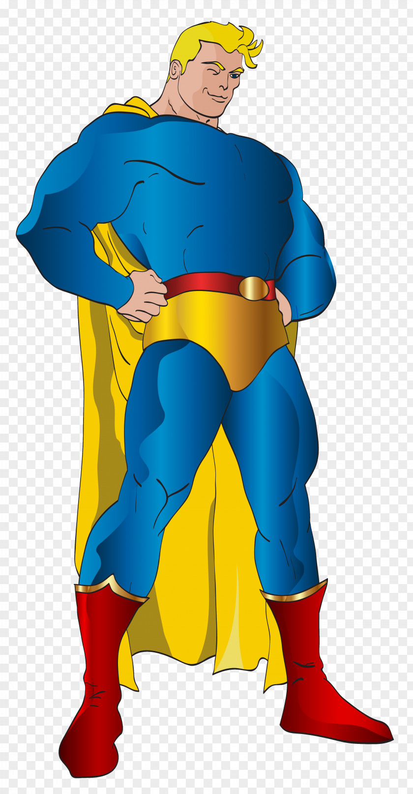 Superhero Clip Art Image Superman Cartoon Yellow Outerwear Illustration PNG
