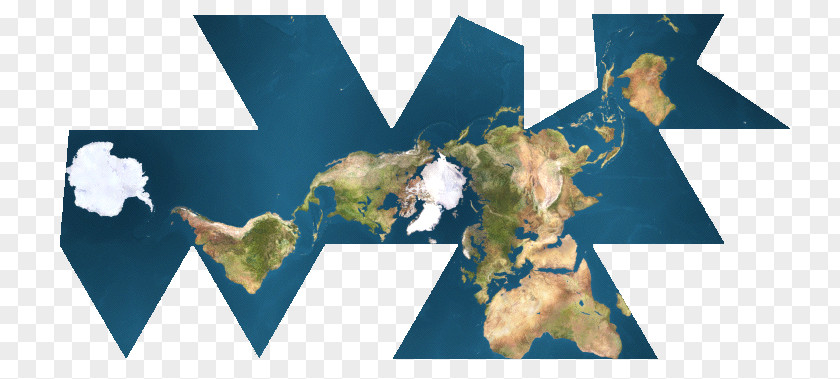 Regular Polyhedron Dymaxion Map World Projection PNG