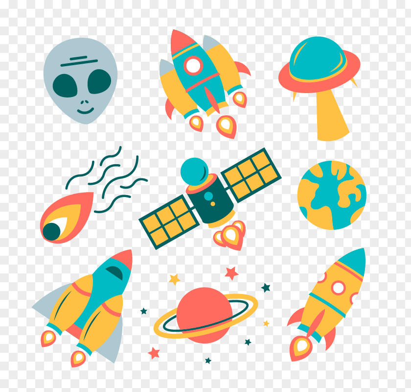 Flat Air Rockets Vector Download Spacecraft Euclidean Rocket Astronaut PNG