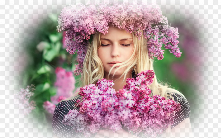 Lilac Flower Wreath Woman Child PNG