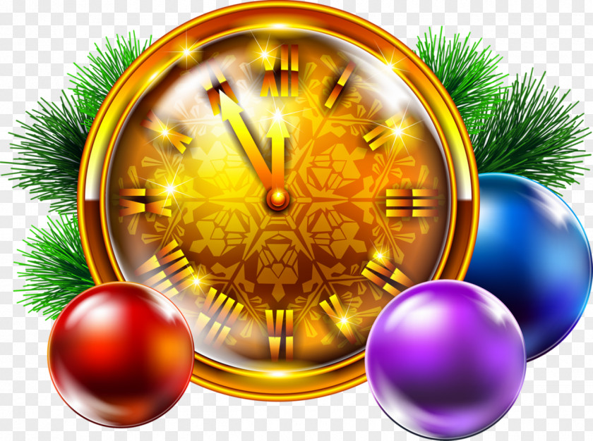 Transparent Golden Christmas Clock With Decoration Clipart Clip Art PNG