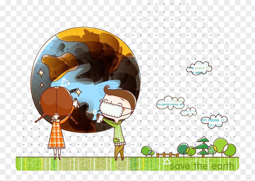 Cartoon Doodle Earth Globe Wallpaper PNG