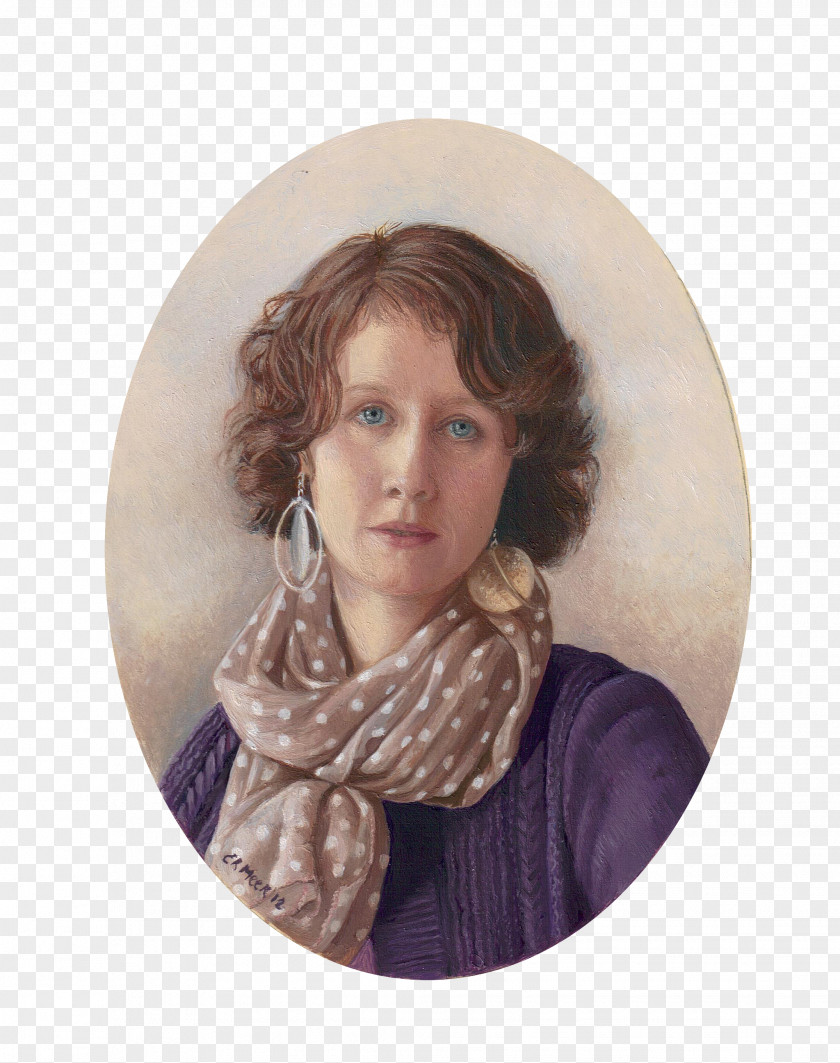 Amelia Earhart Portrait Miniature Art Painting PNG