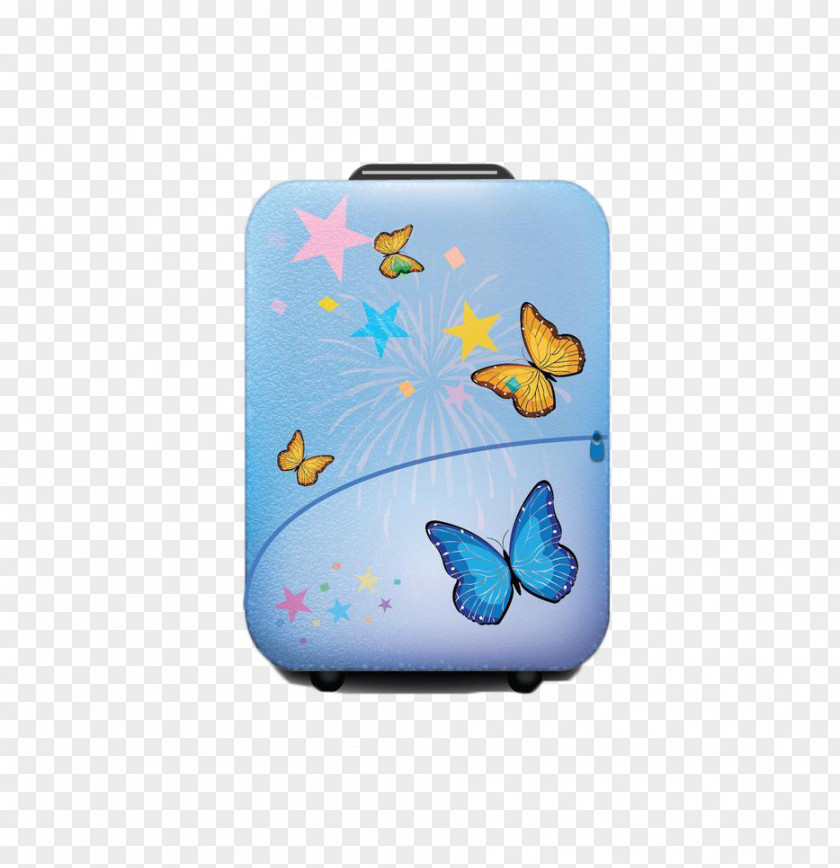 Butterfly Blue Luggage Wat Phra That Phanom Suitcase PNG