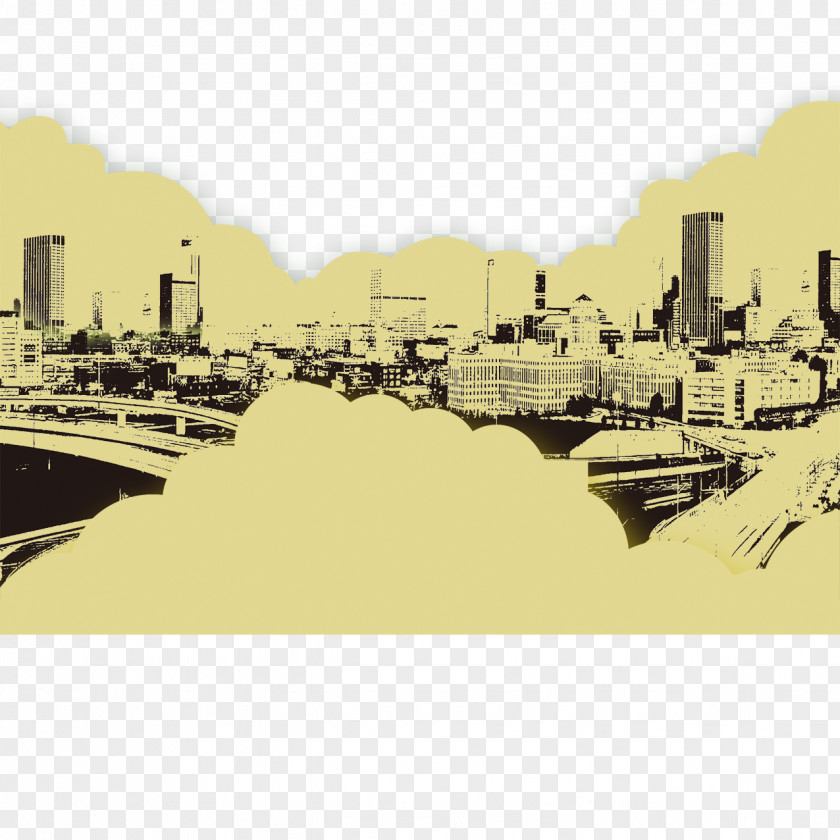 City Silhouette Sketch PNG