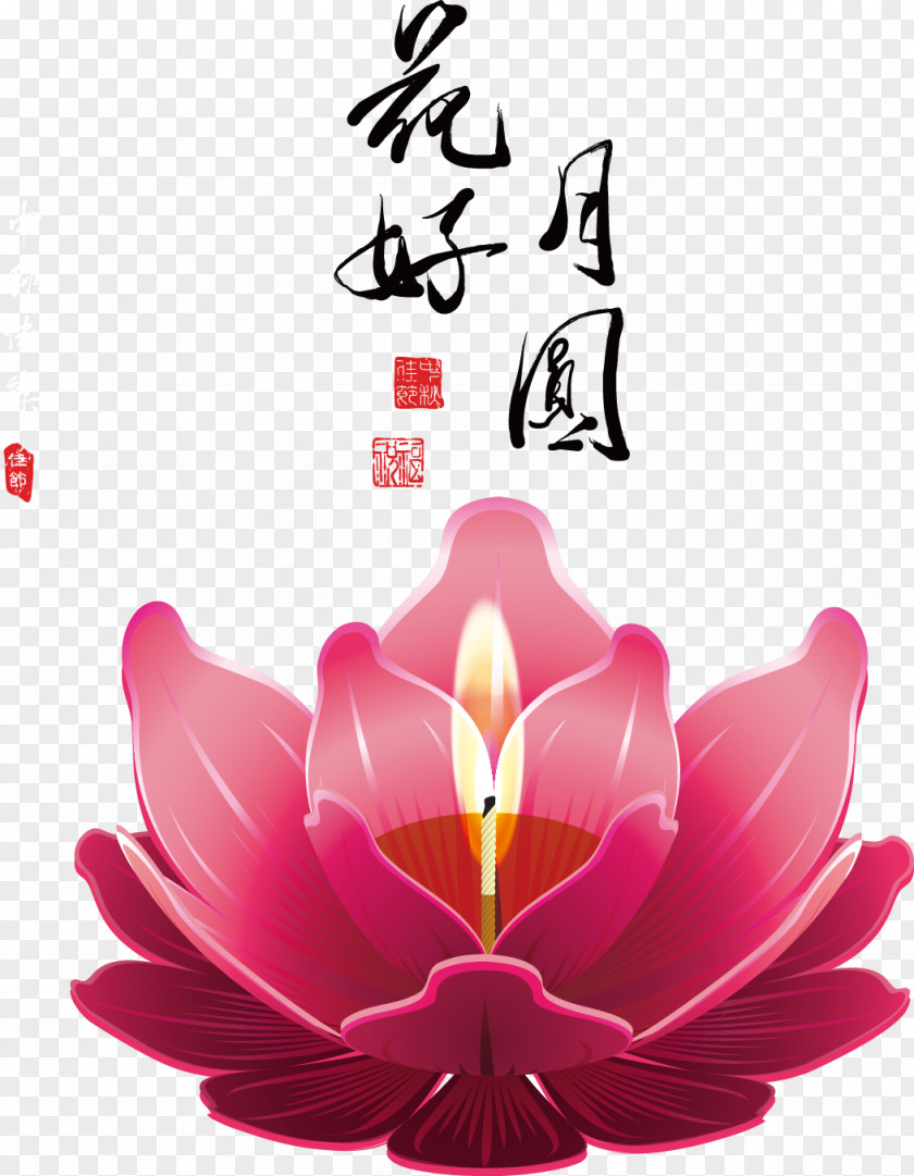 Mid Decorative Lotus Lamp China Mid-Autumn Festival PNG