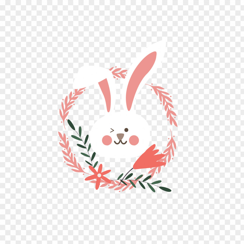 White Rabbit Head Garland European Wreath PNG