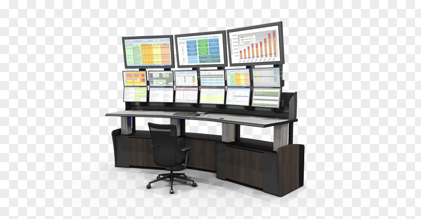 Control Room Shelf Sit-stand Desk System Console Table PNG