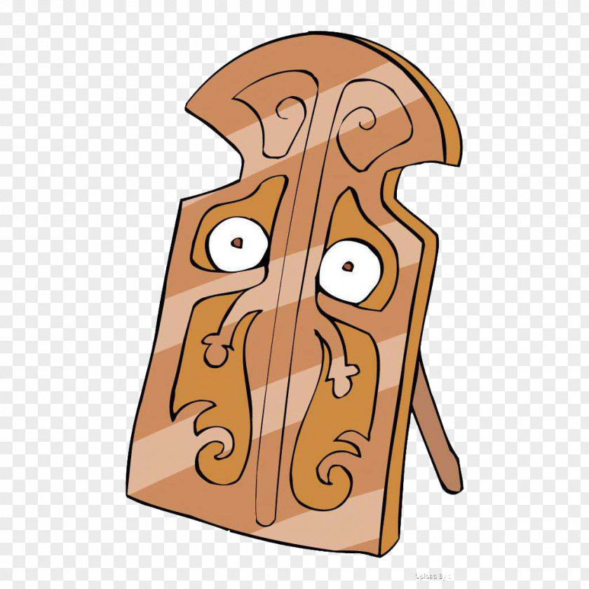 Wood Shield Cartoon Illustration PNG