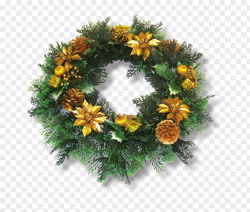 Gold Wreath Christmas Decoration Flower Floral Design Ornament PNG