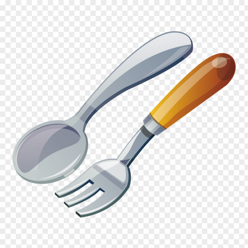 Silver Spoon Fork Creative Tableware Cartoon PNG