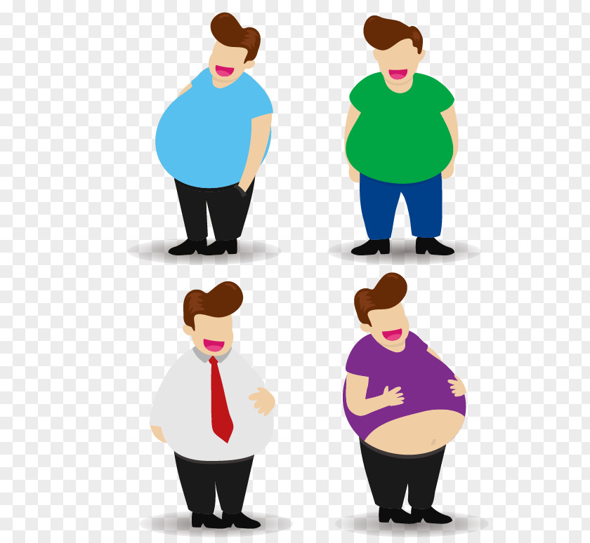 Vector Cartoon Fat Man Belly Paunch Male Illustration PNG