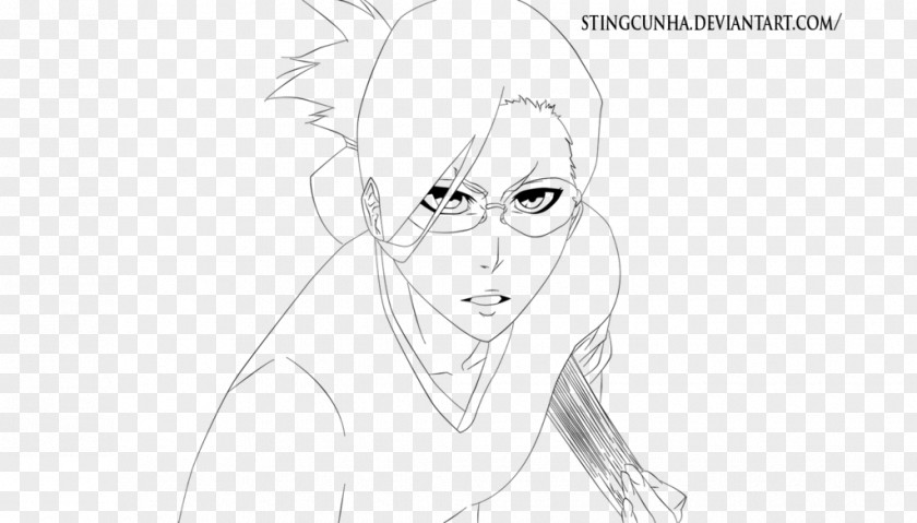 Bleach Yoruichi Line Art Drawing Cartoon Sketch PNG