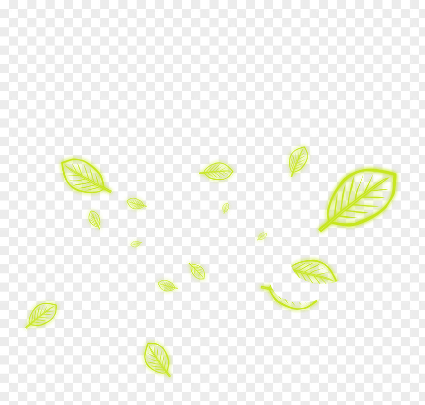 Fluorescent Green Leaves Pattern PNG