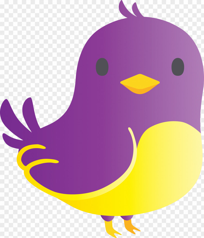 Violet Purple Cartoon Bird Yellow PNG