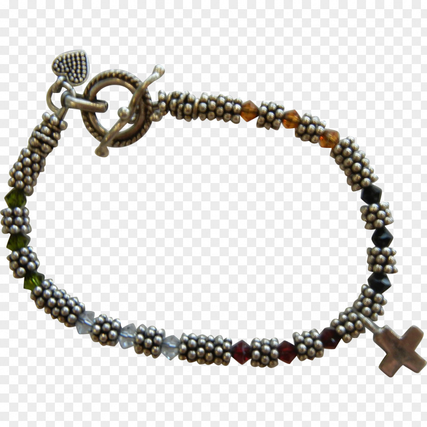 Colored Cross Sterling Silver Bracelet Bead Necklace Body Jewellery PNG