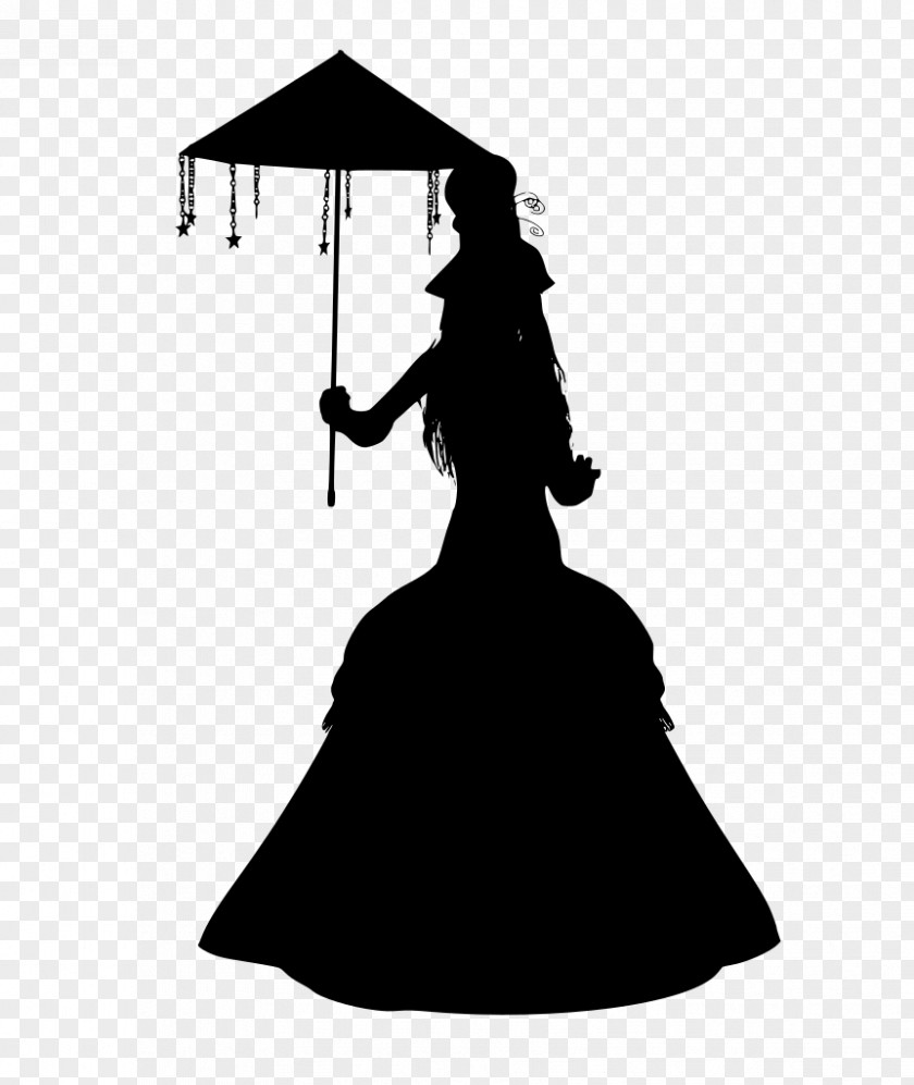Gown Umbrella Black Silhouette Dress Black-and-white PNG