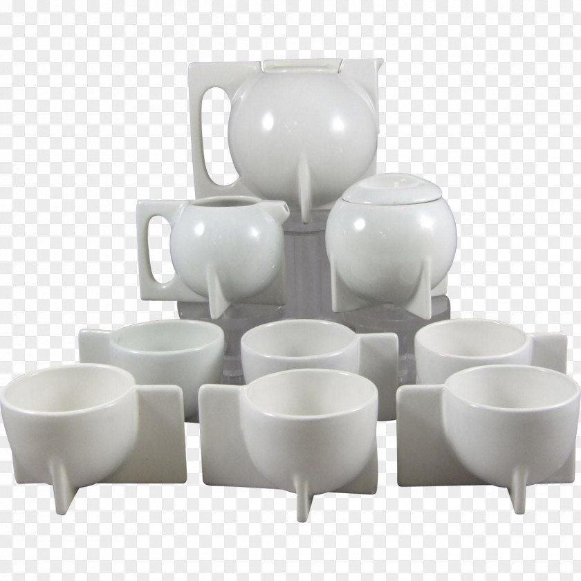 Tea Teapot Porcelain Set Bauhaus PNG
