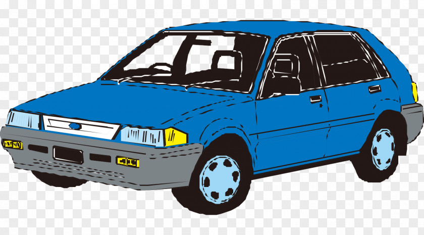 Vector Cartoon Hand-painted Blue Hyundai Royalty-free Clip Art PNG