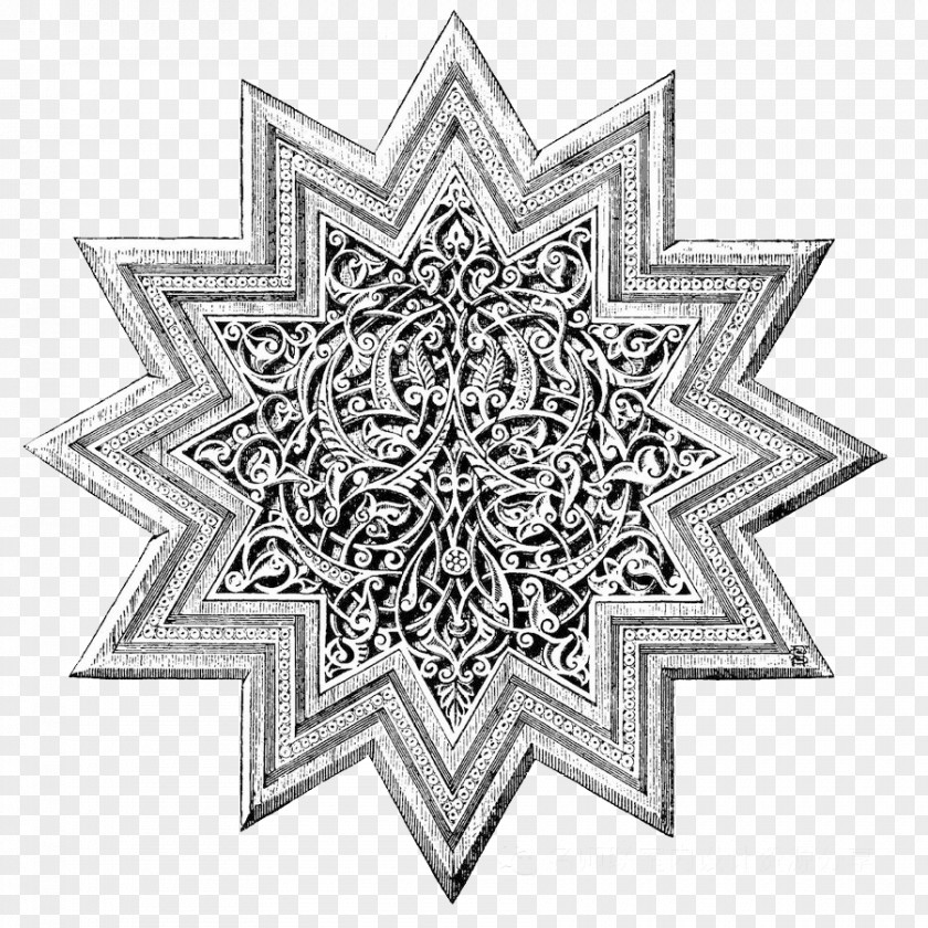 A Twelve Horn Decorative Pattern In Islamic Style Black And White Islam PNG