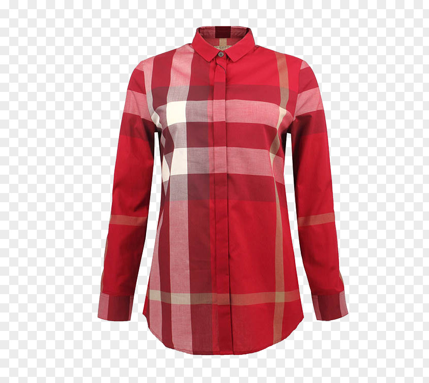 Ms. Burberry Plaid Red Shirt Front T-shirt Tartan Clothing PNG