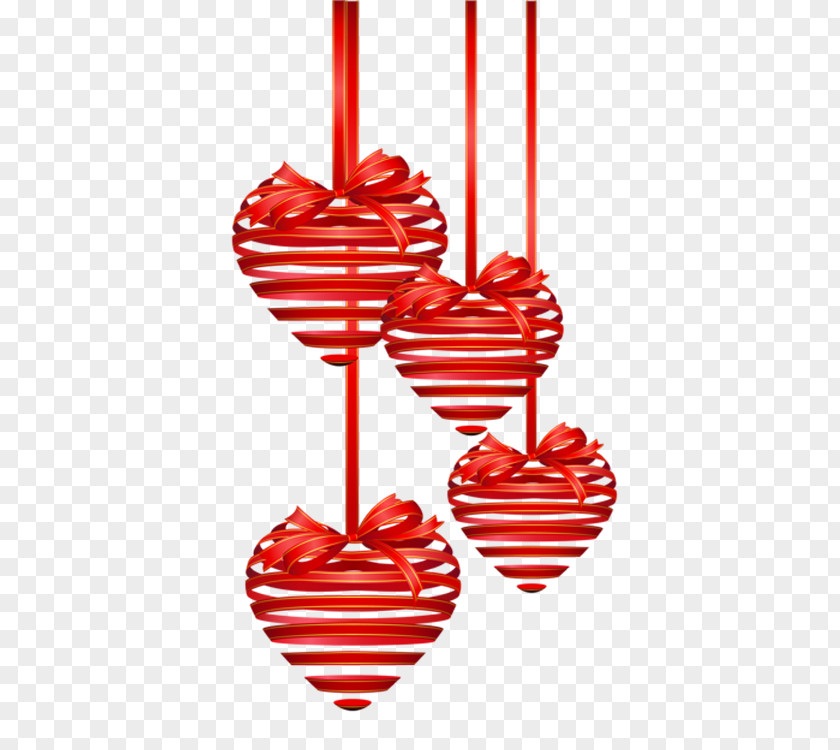 Red Ribbon Floral Ornament Heart Clip Art PNG