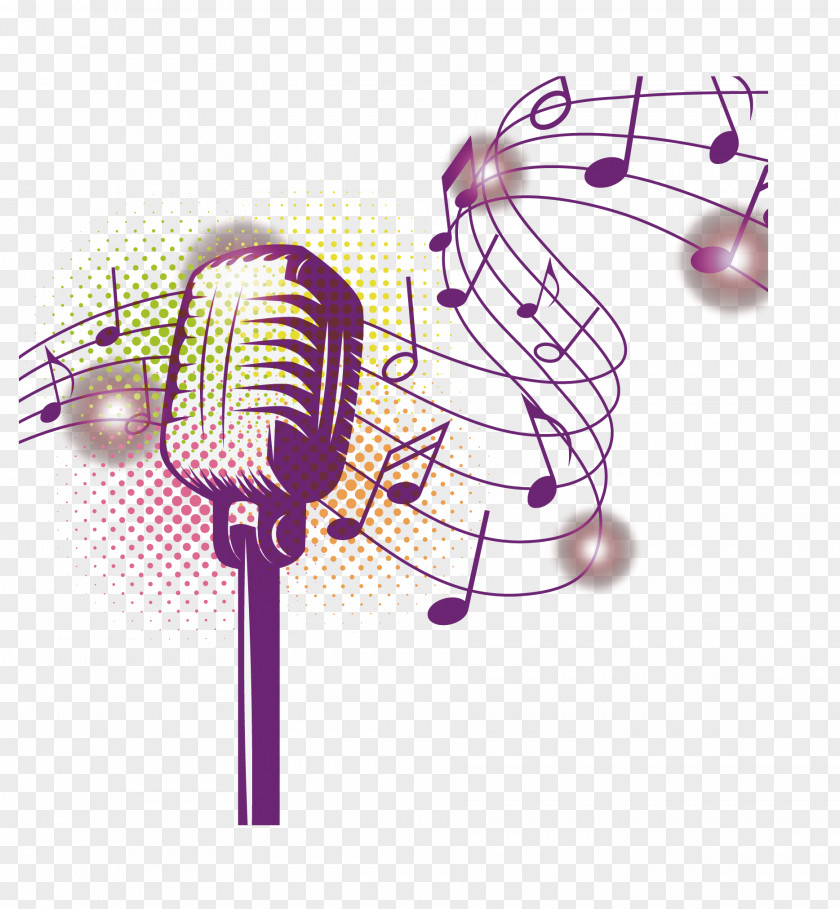 Halo Microphone Musical Note Staff PNG