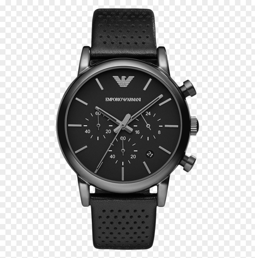 Watch Emporio Armani AR1737 Black Leather Strap Chronograph PNG