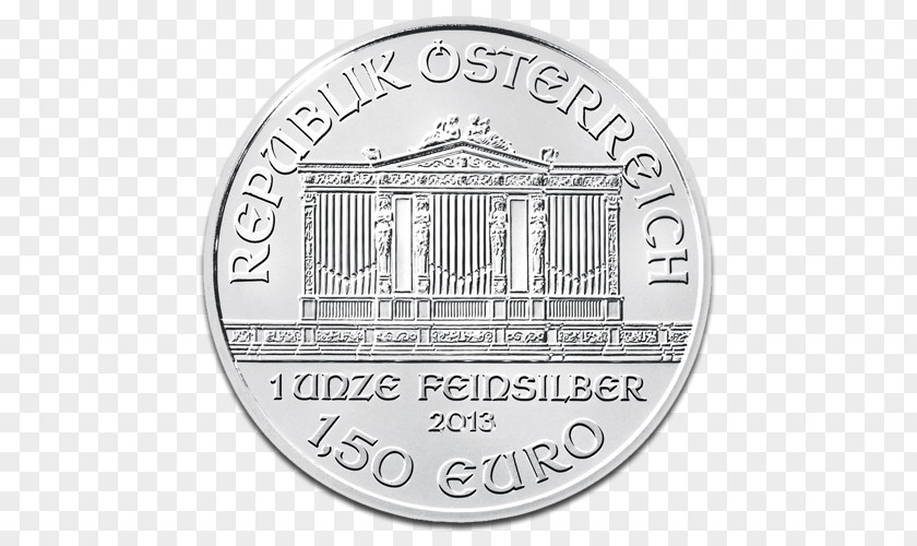 Silver Austrian Vienna Philharmonic Bullion Coin PNG
