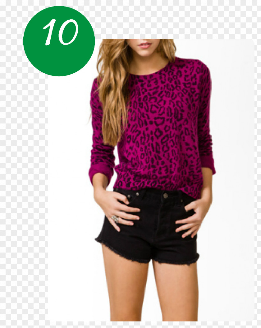 Watercolor Knitting Sleeve Magenta Sweater Blouse Neck PNG