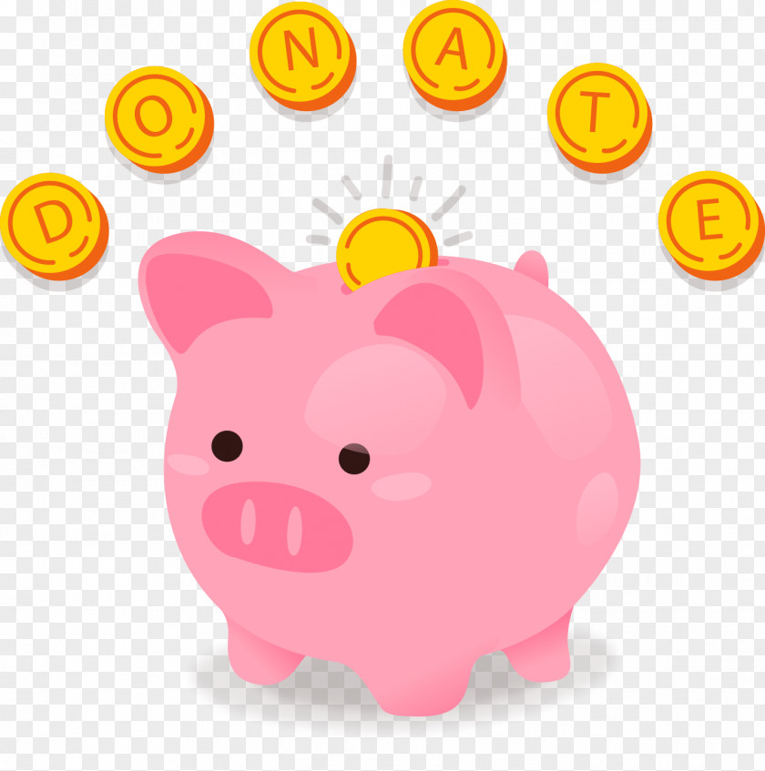 Vector Hand-painted Piggy Bank Coin Saving PNG