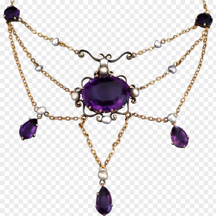 Necklace Amethyst Victorian Era Earring Jewellery PNG