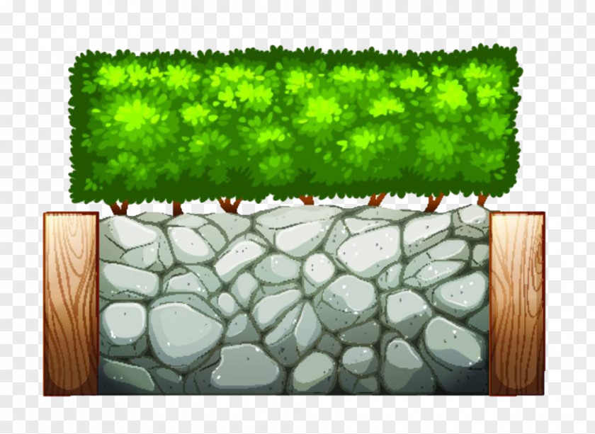 Hand Painted Stone Fence Wall Brick Clip Art PNG