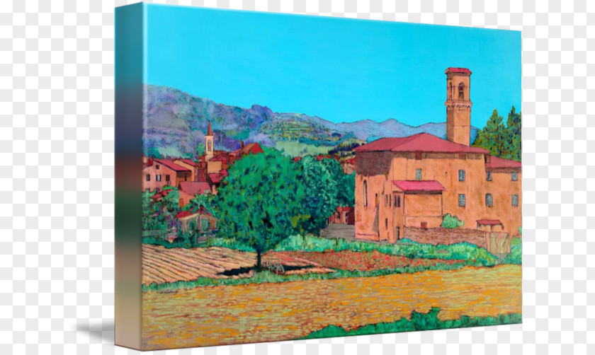 Village Farm Painting Landscape Mural San Gimignano PNG