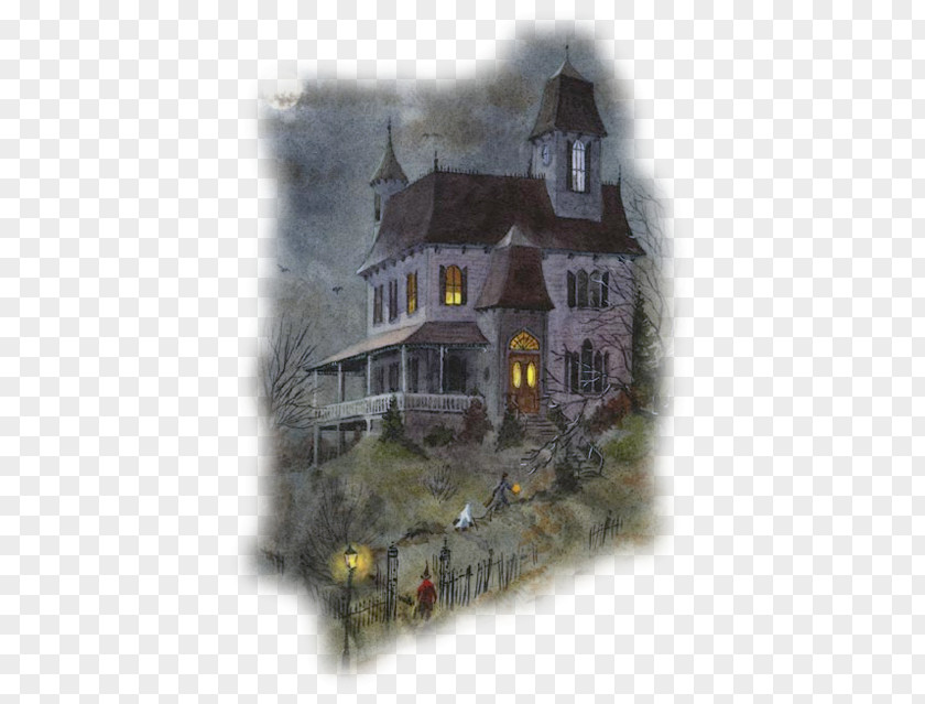 Halloween Samhain Haunted House Painting Art PNG