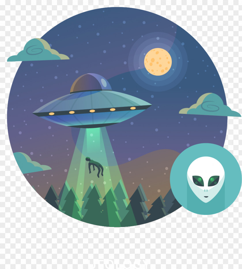 Night View Unidentified Flying Object Illustration PNG