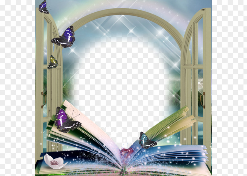 Beautiful Book Butterfly Frame Picture PNG
