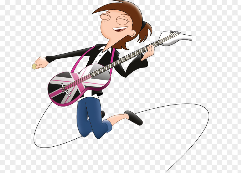Playing Clipart Ferb Fletcher Candace Flynn Phineas Guitar Animated Cartoon PNG