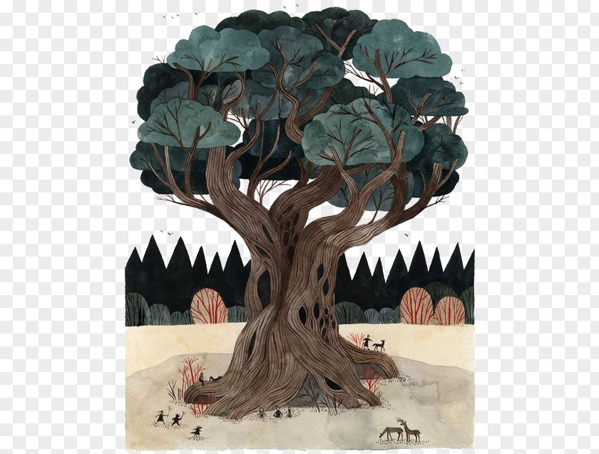 Banyan Tree Illustration Drawing Painting PNG