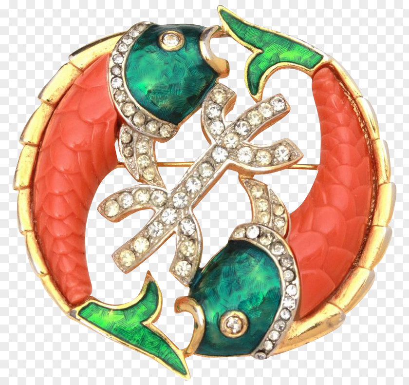 Pisces Jewellery Gemstone Clothing Accessories Brooch Emerald PNG