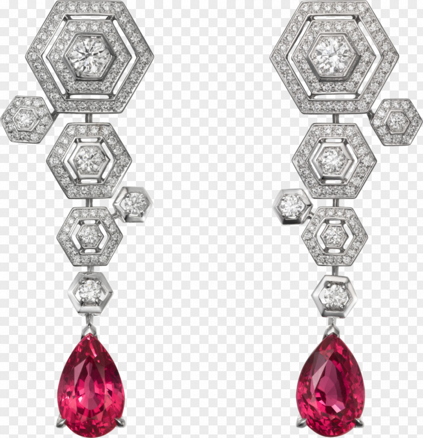 Ruby Earring Jewellery Cartier Diamond PNG