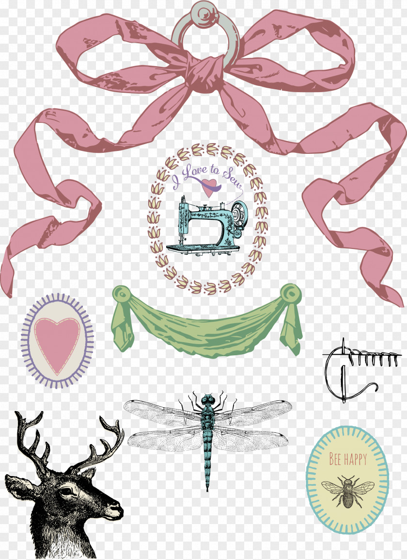 Vintage Banners Pink Ribbon Clip Art PNG