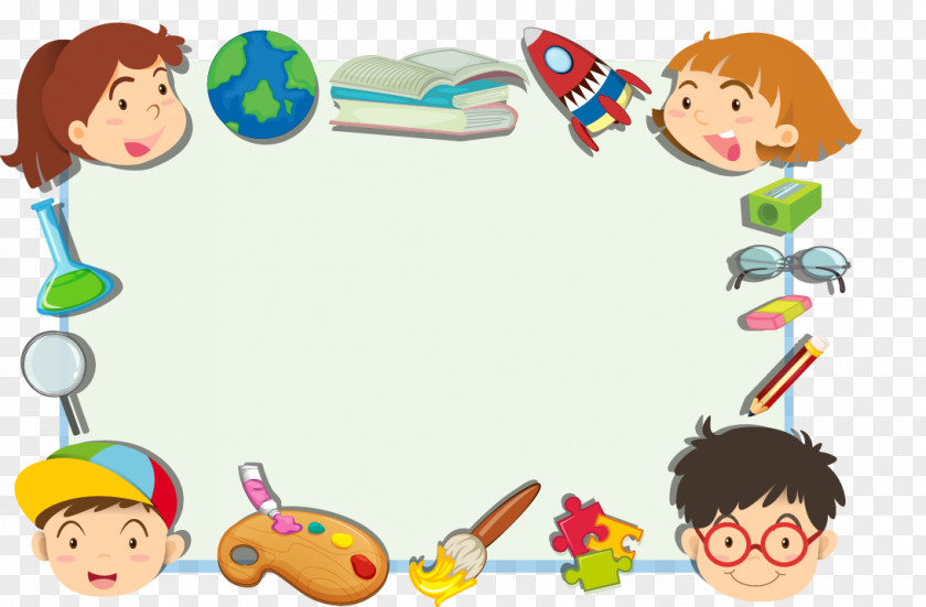 Cute Cartoon Kids Frame Child Clip Art PNG