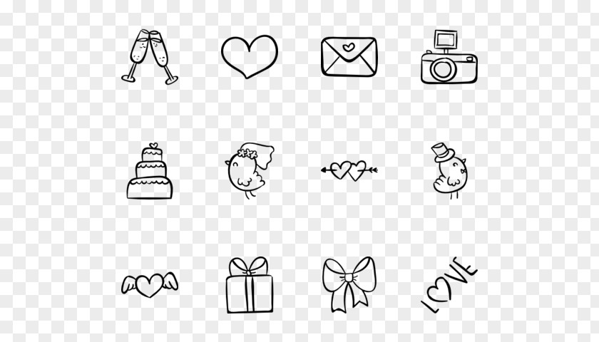 Hand Drawn Wedding Cartoon Paper PNG